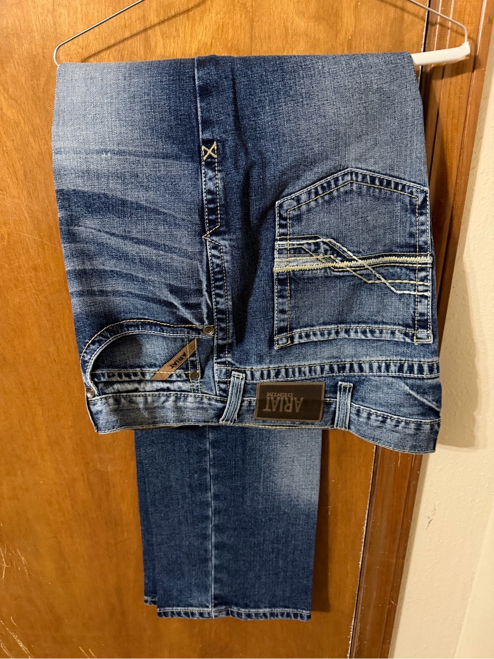 Ariat Mens Medium Blue Straight Leg Jeans with Contrast Stitching